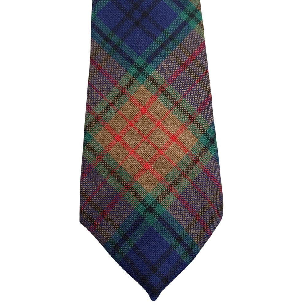 House of Edgar Irish County Longford Tartan Wool Tie Made Scotland Preppy
